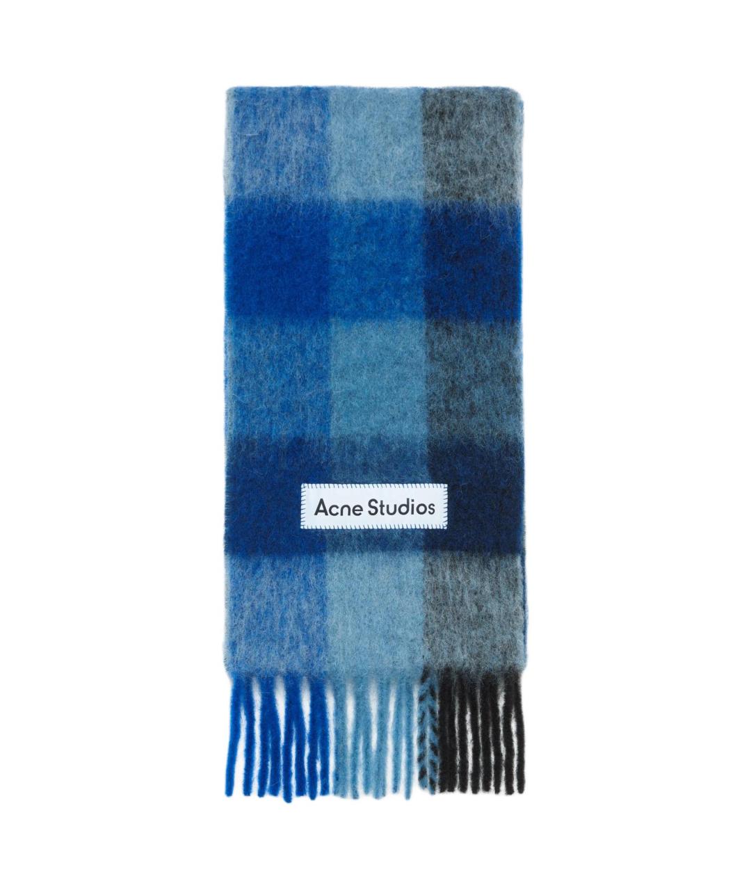 ACNE STUDIOS Синий шерстяной шарф, фото 1