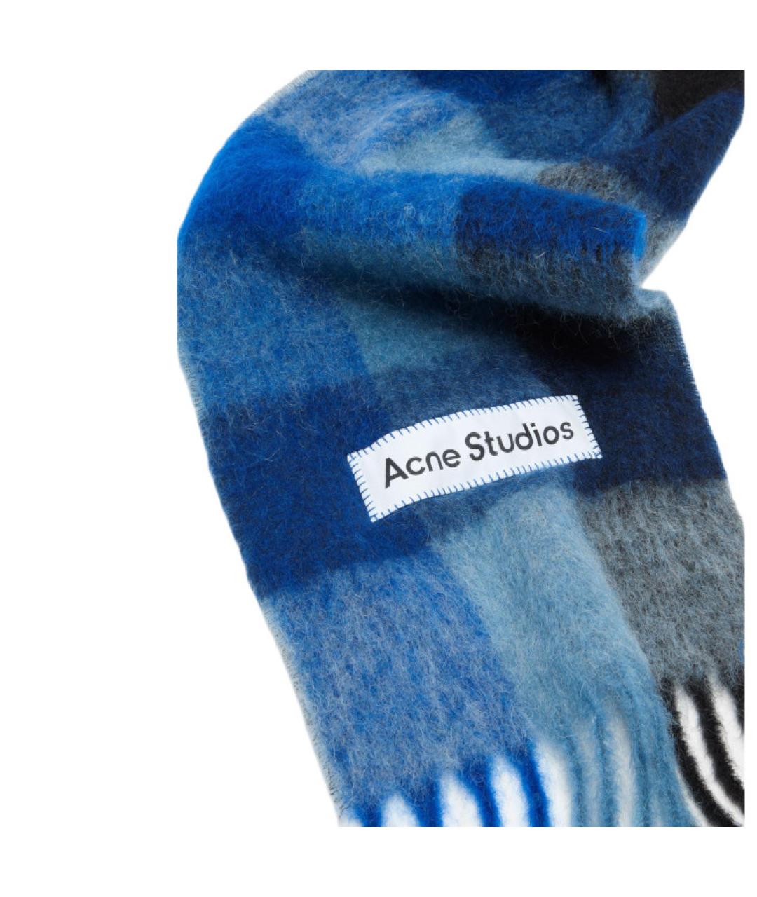 ACNE STUDIOS Синий шерстяной шарф, фото 2