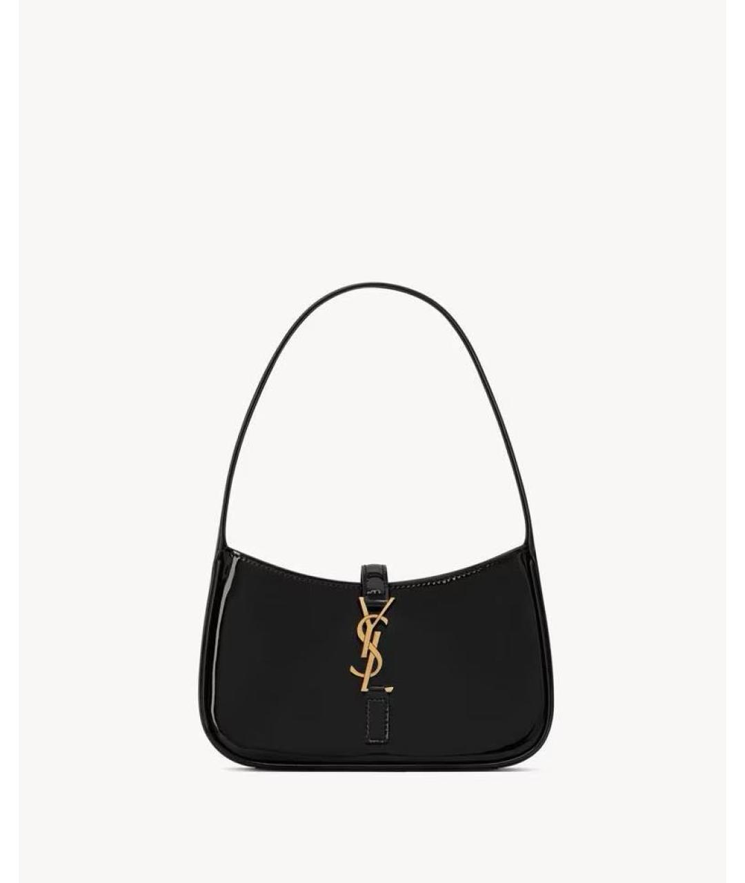 SAINT LAURENT Черная кожаная сумка с короткими ручками, фото 6