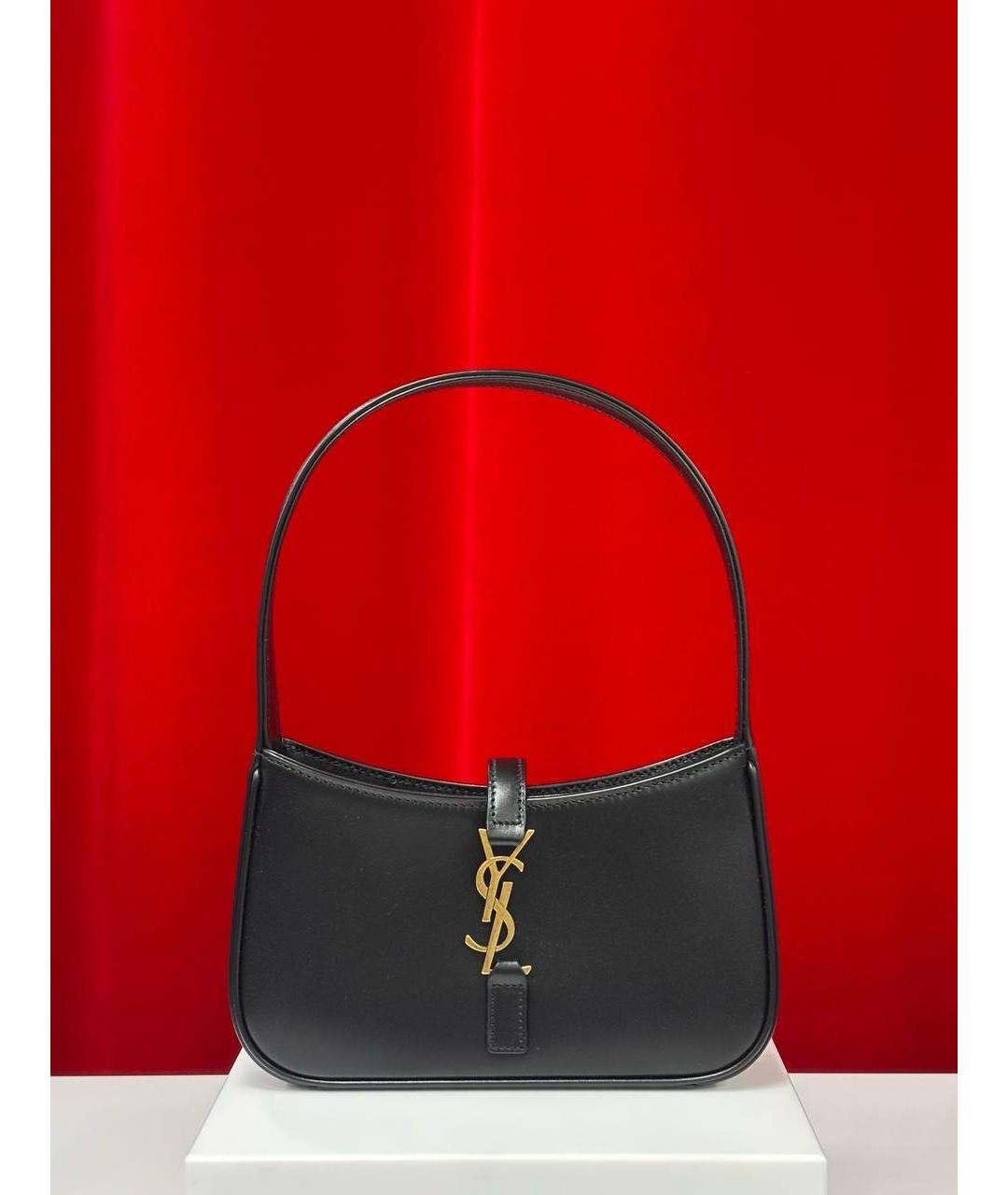 SAINT LAURENT Черная кожаная сумка с короткими ручками, фото 4