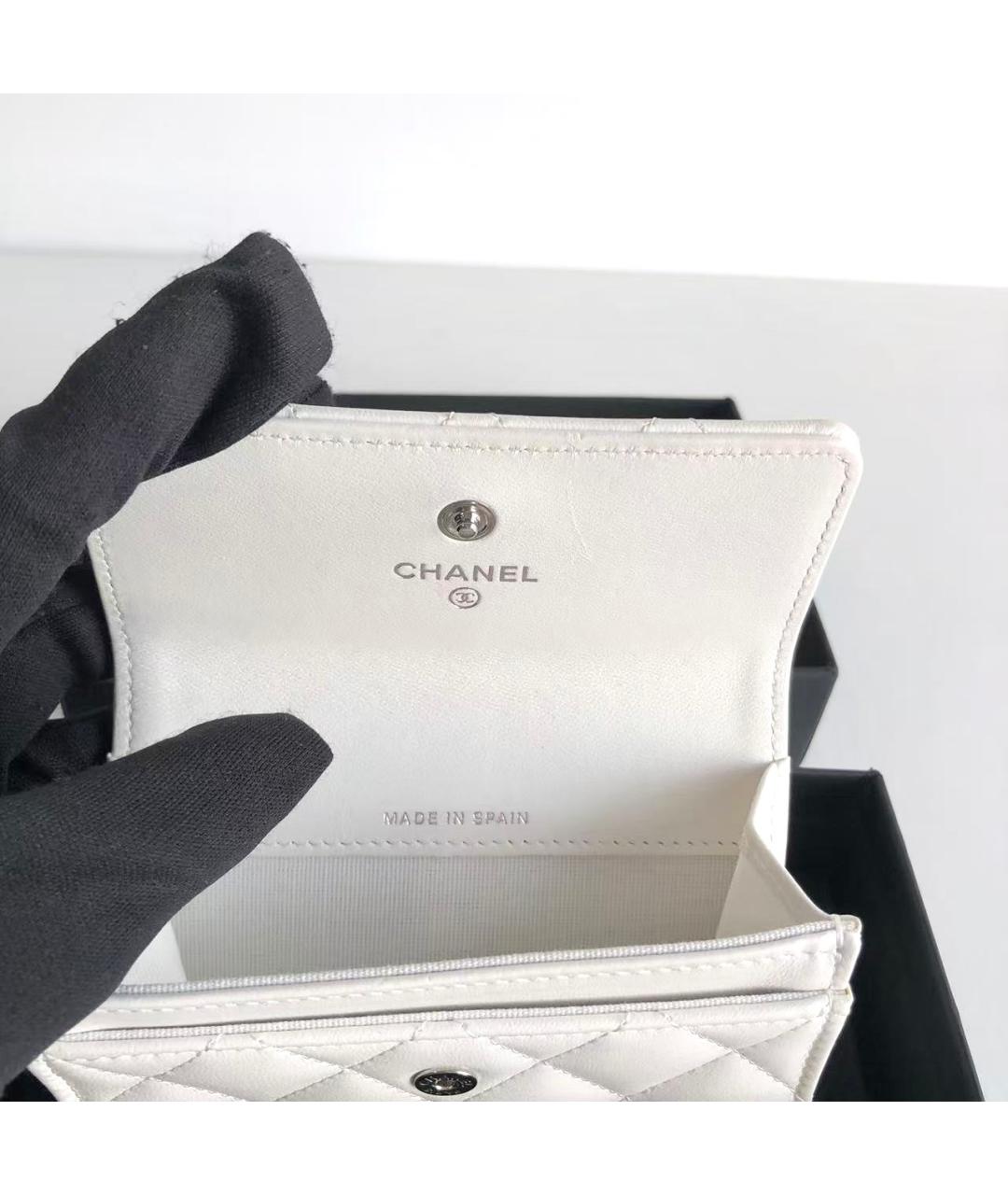 CHANEL Белый кожаный кошелек, фото 8