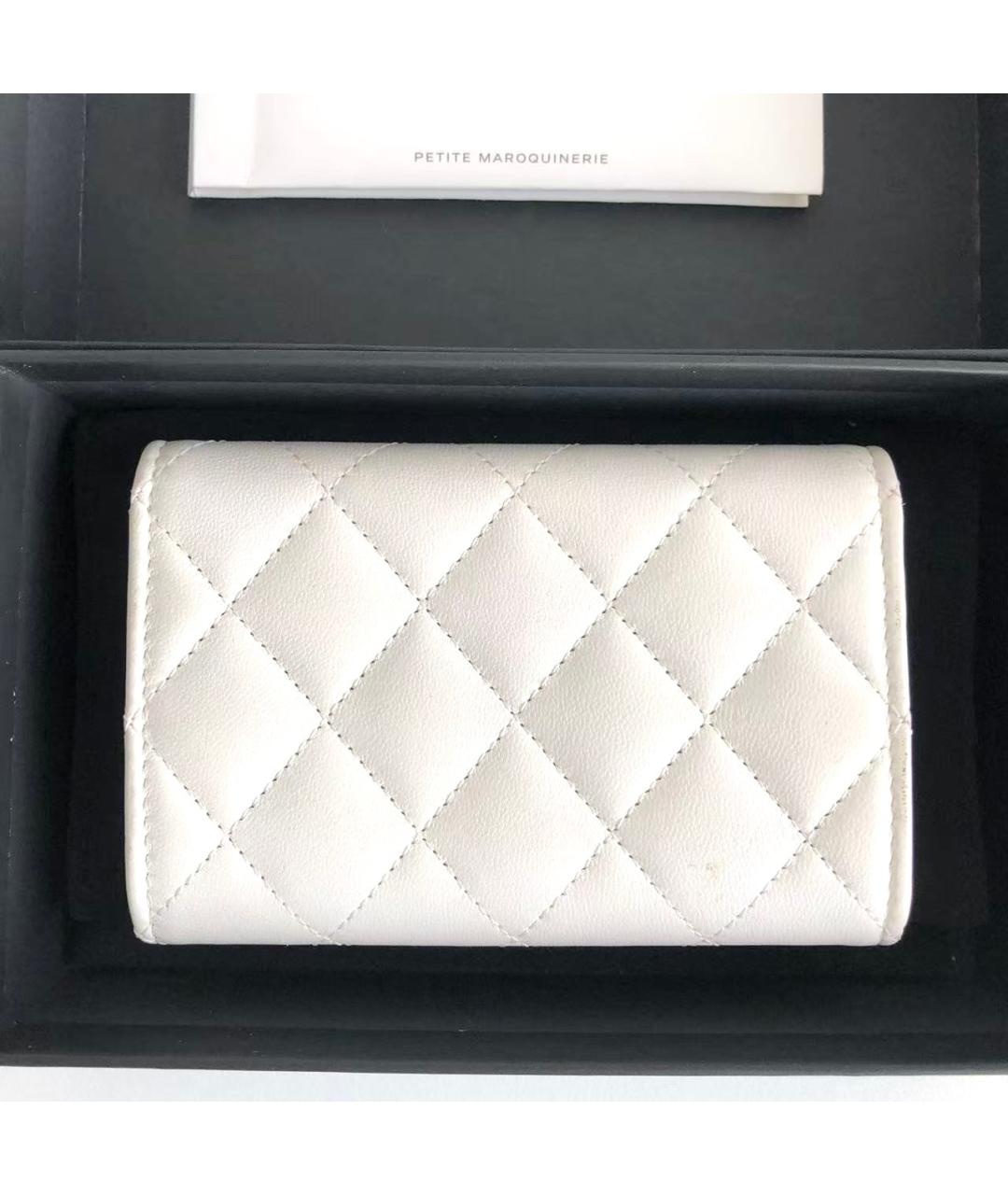 CHANEL Белый кожаный кошелек, фото 4