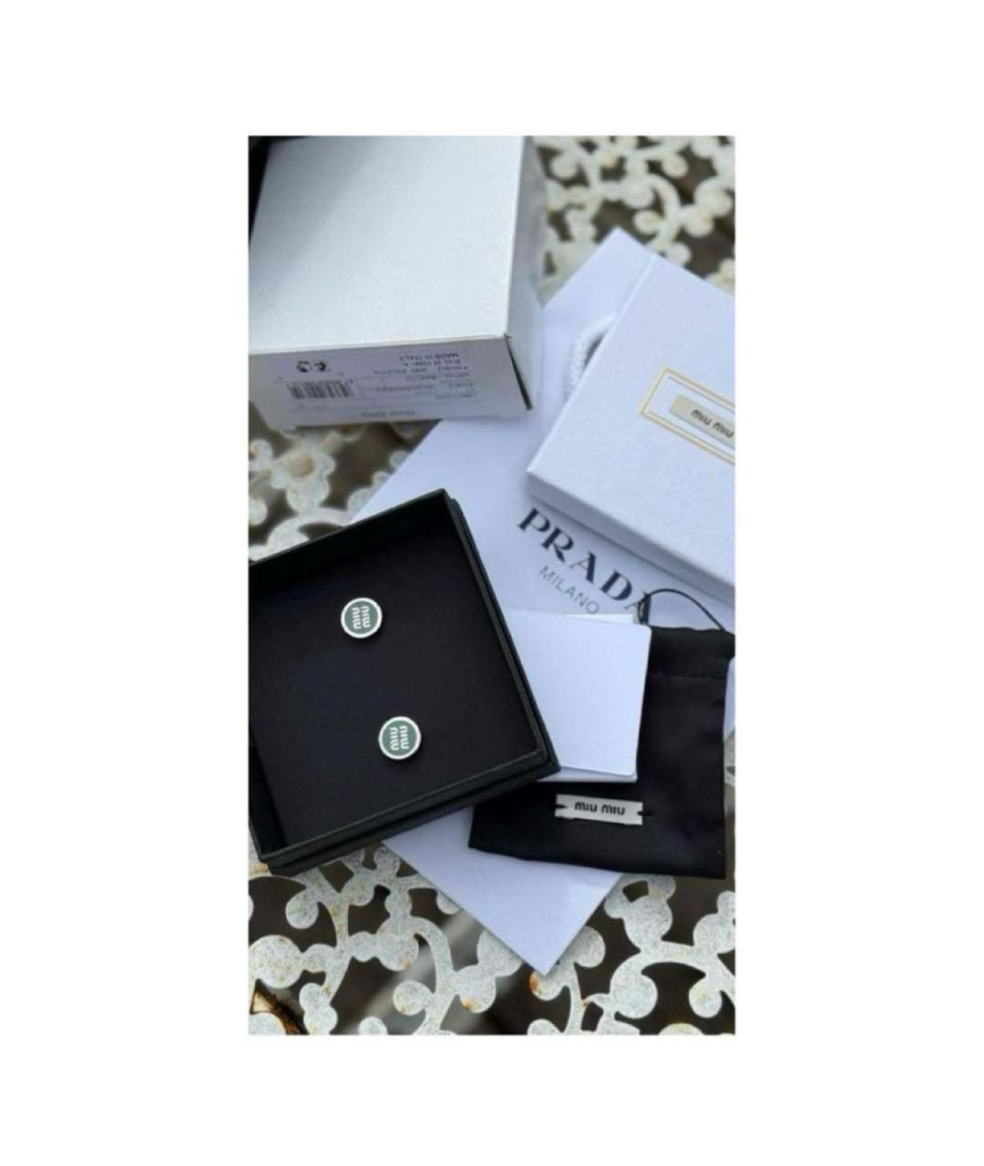 MIU MIU Бирюзовые металлические серьги, фото 3