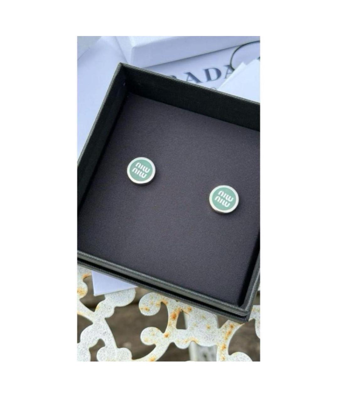 MIU MIU Бирюзовые металлические серьги, фото 2