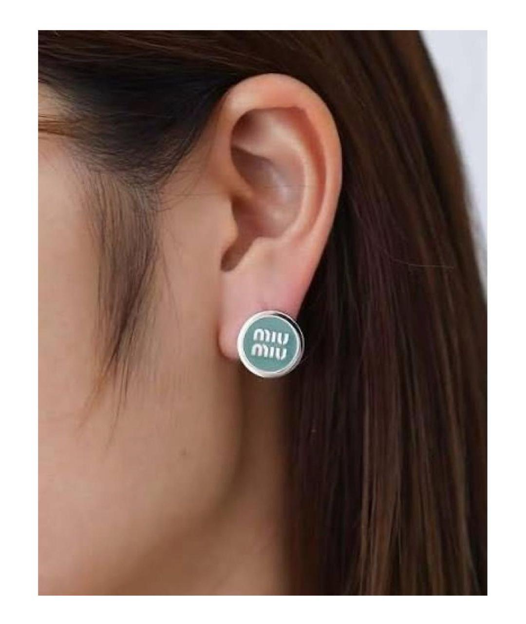 MIU MIU Бирюзовые металлические серьги, фото 4