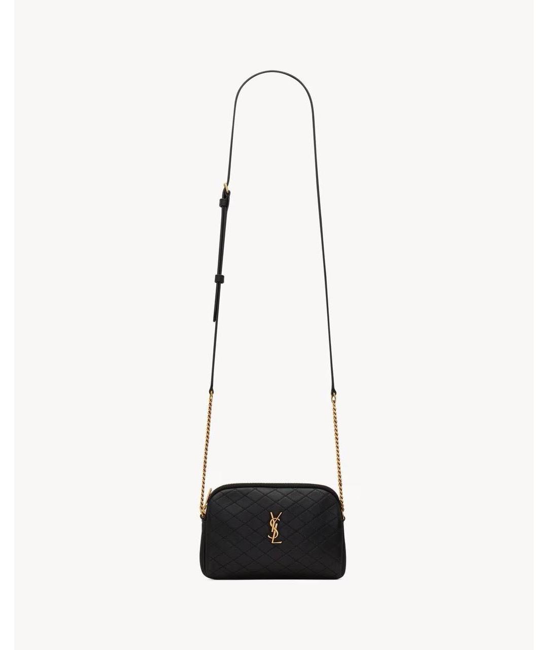 SAINT LAURENT Черная кожаная сумка через плечо, фото 6