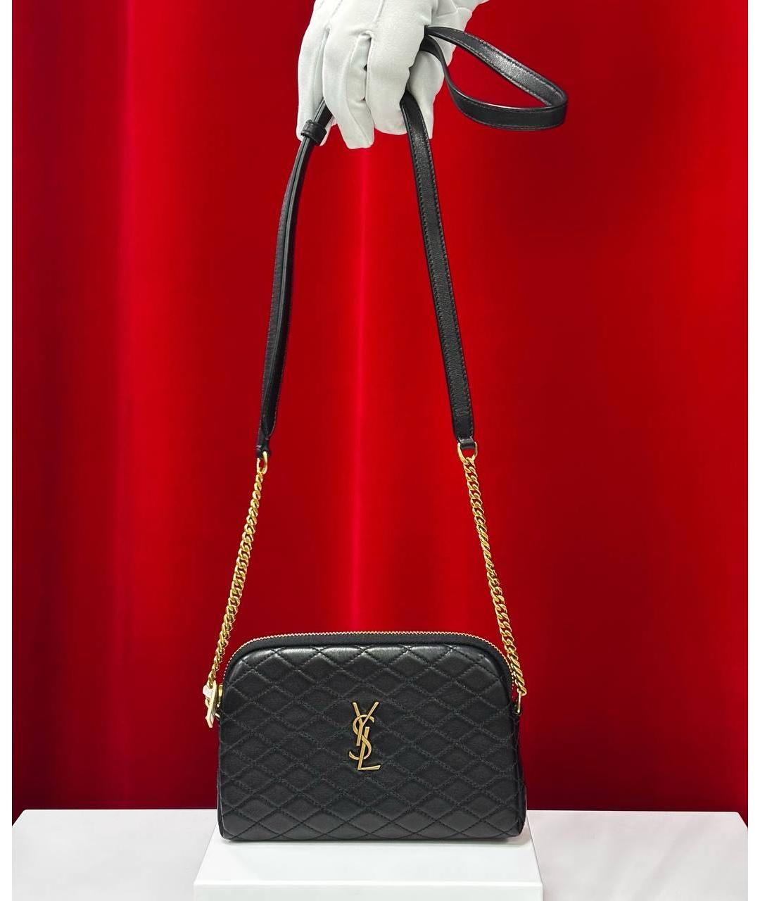 SAINT LAURENT Черная кожаная сумка через плечо, фото 4