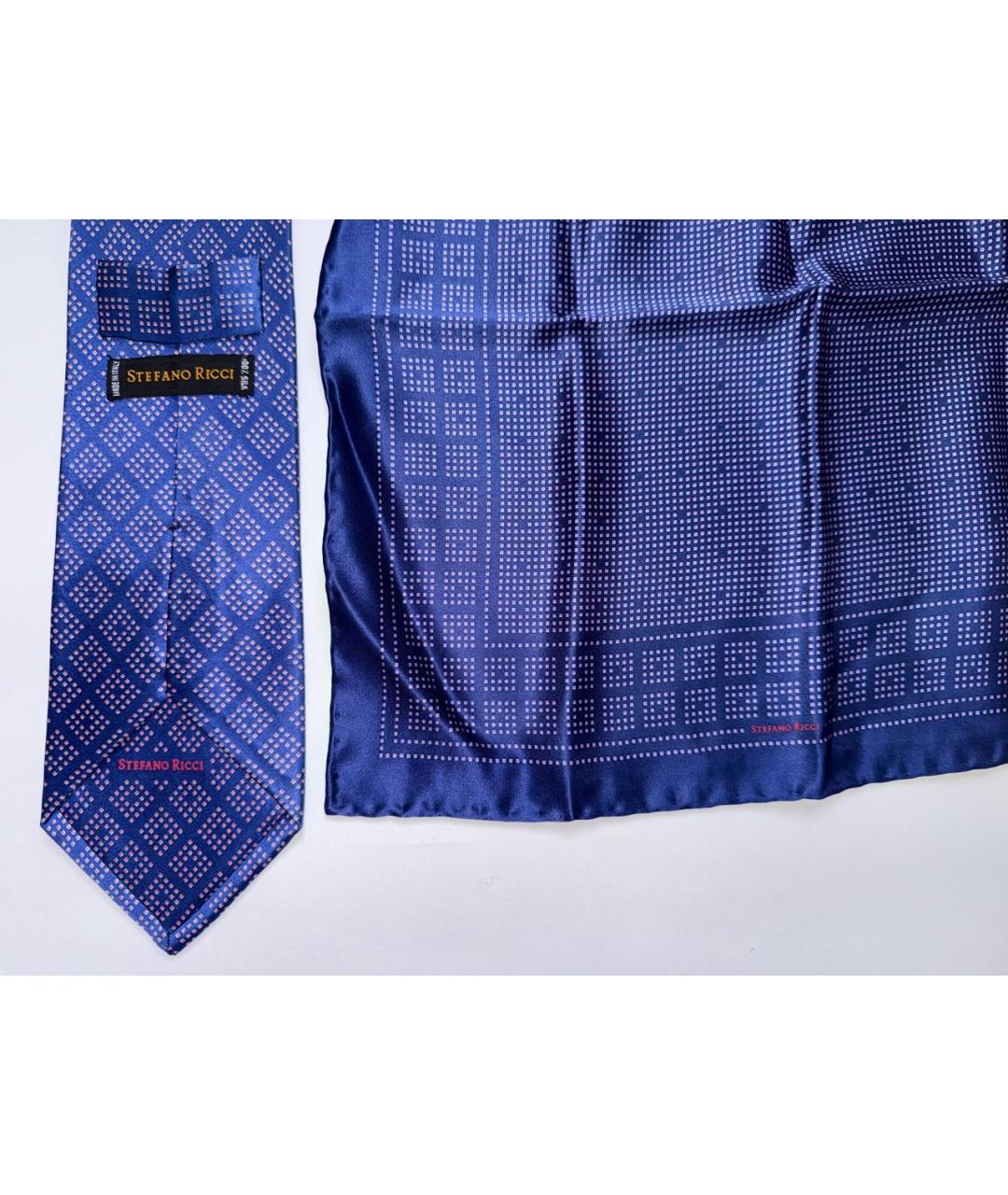 STEFANO RICCI Синий шелковый галстук, фото 3