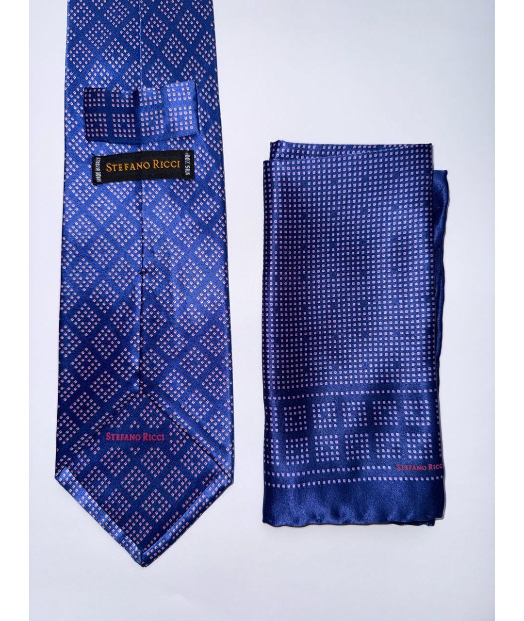 STEFANO RICCI Синий шелковый галстук, фото 2
