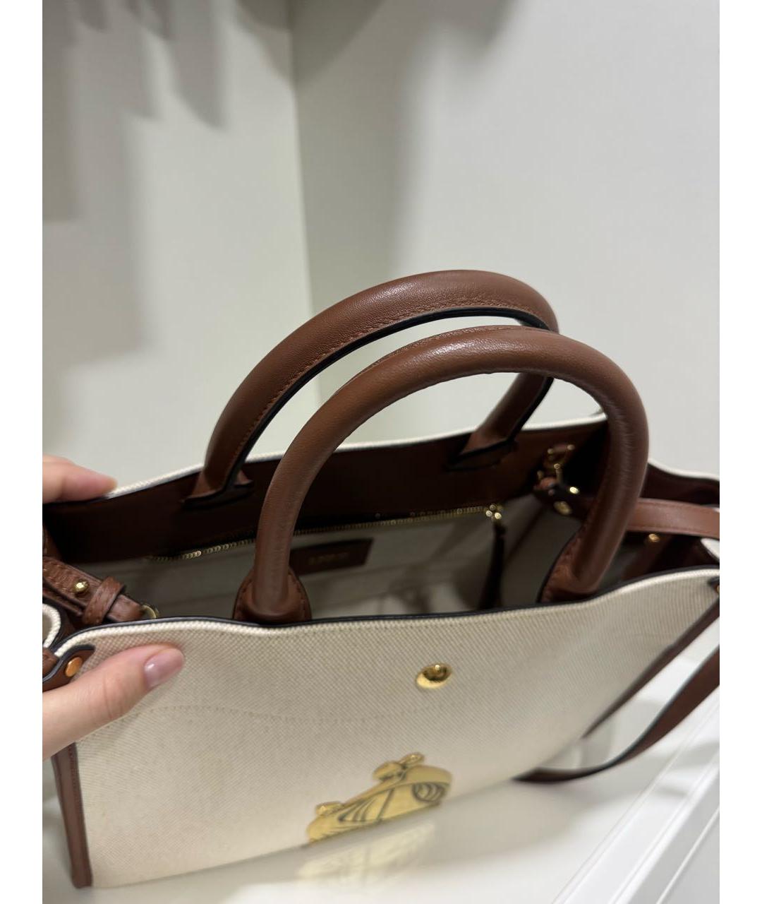 LANVIN Бежевая тканевая сумка тоут, фото 6