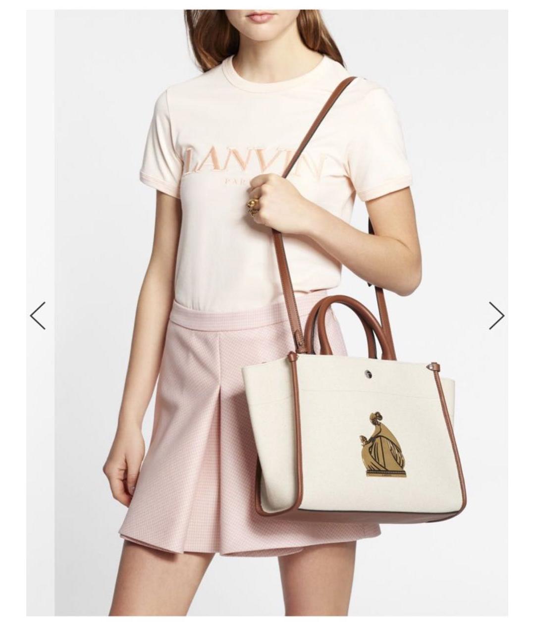 LANVIN Бежевая тканевая сумка тоут, фото 8