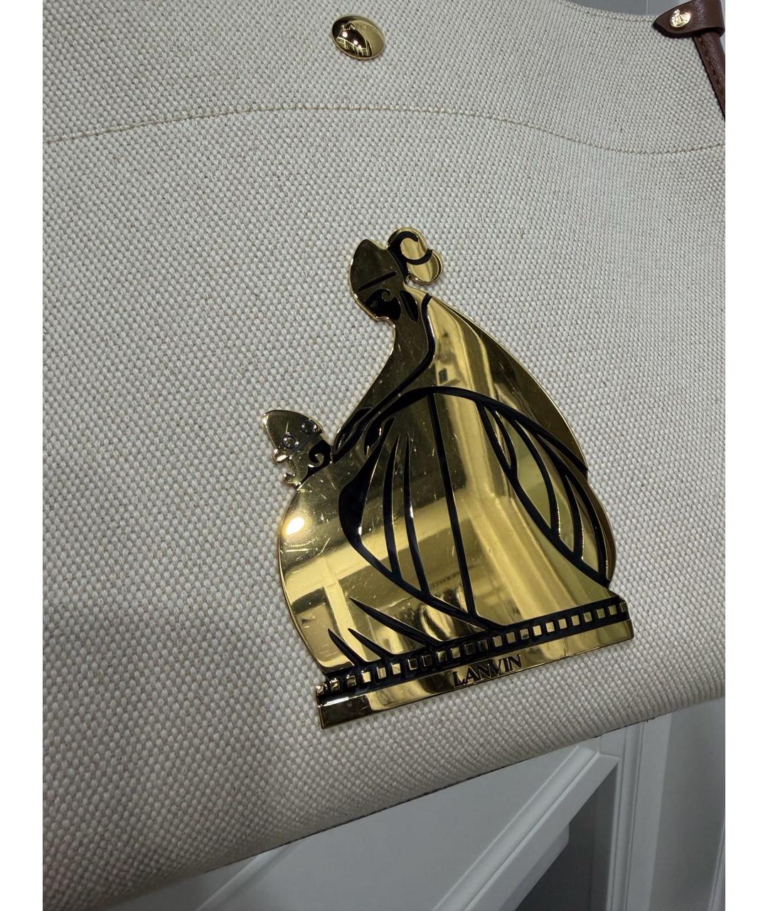 LANVIN Бежевая тканевая сумка тоут, фото 7