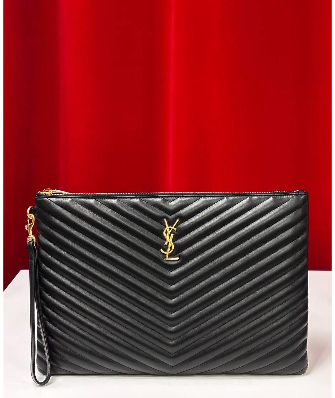 SAINT LAURENT Черная кожаная папка для документов, фото 3