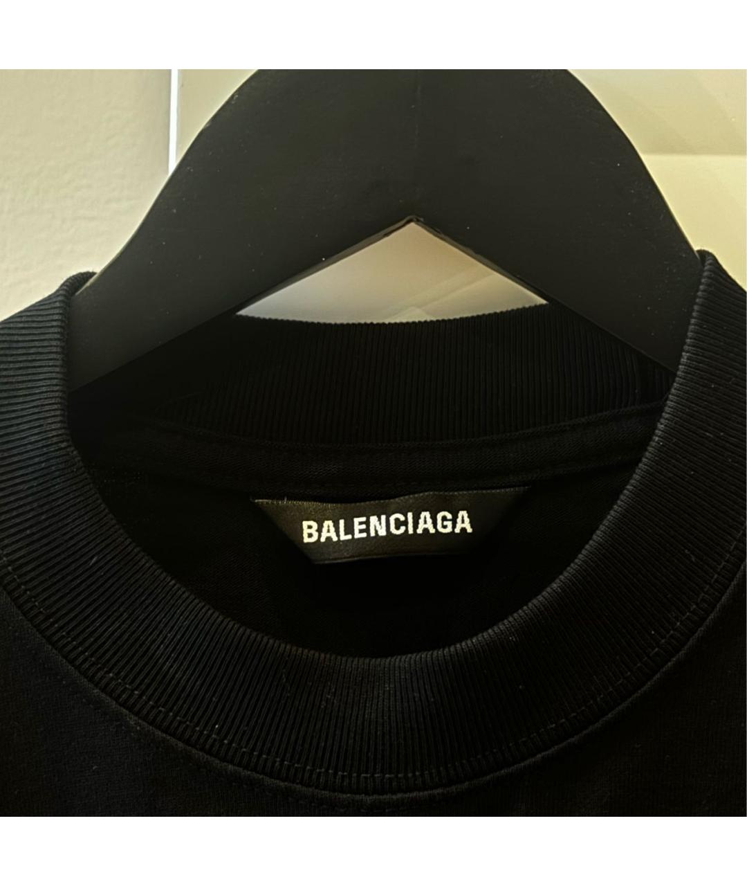 BALENCIAGA Черная хлопковая футболка, фото 4