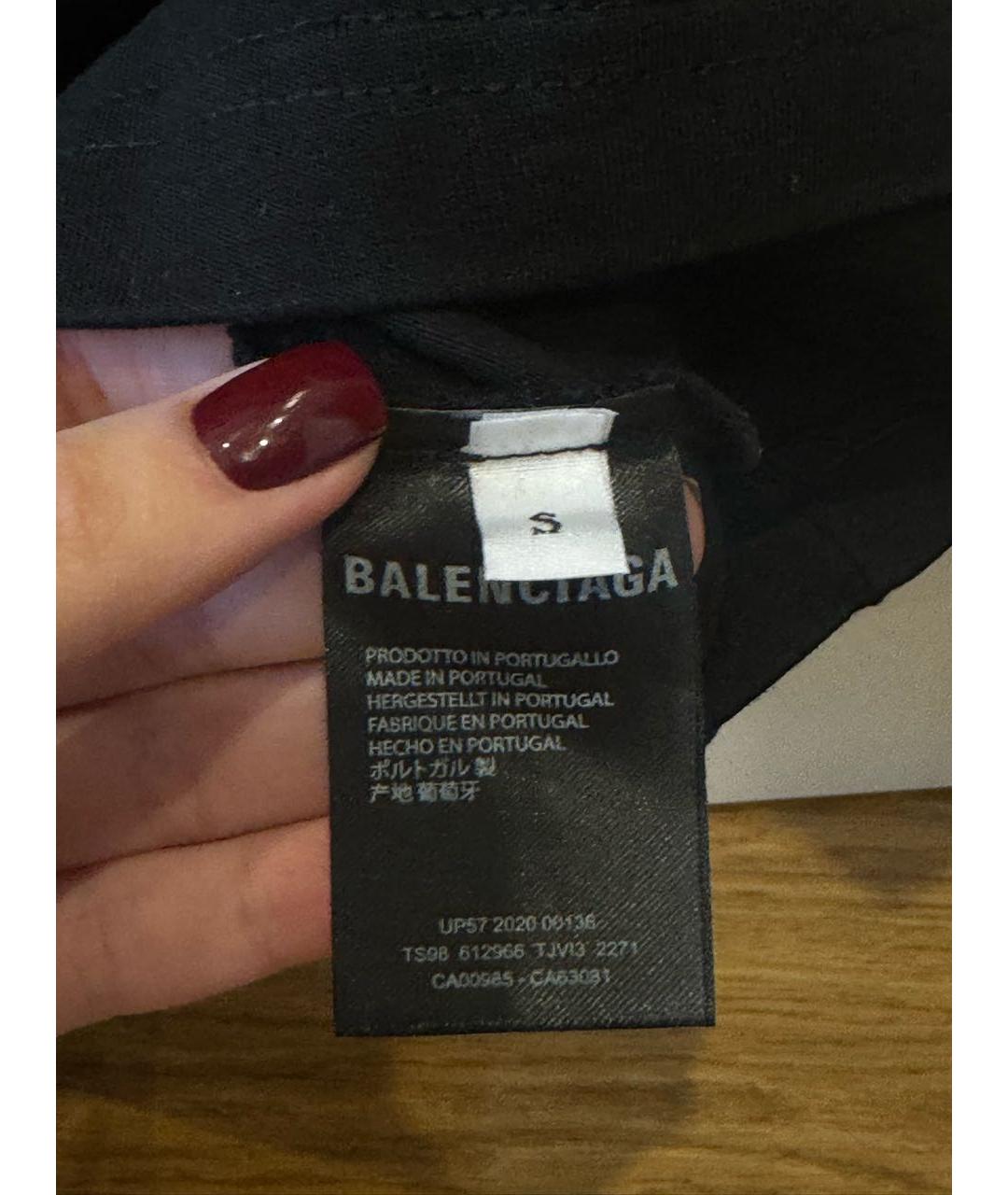 BALENCIAGA Черная хлопковая футболка, фото 3