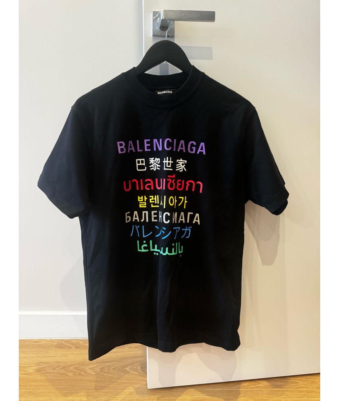 BALENCIAGA Черная хлопковая футболка, фото 5