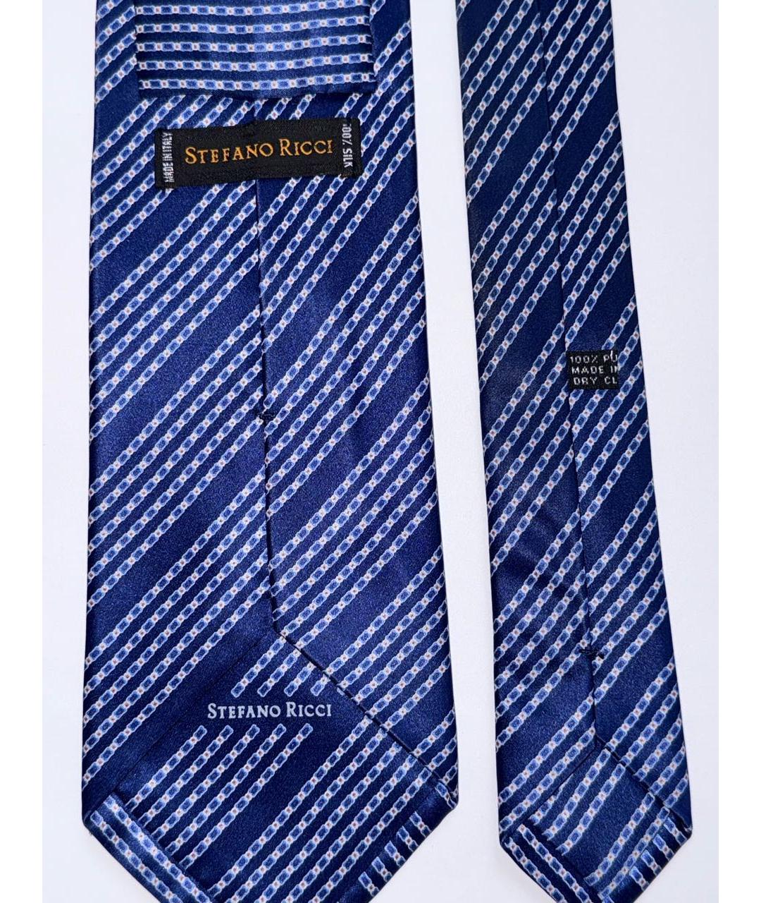 STEFANO RICCI Темно-синий шелковый галстук, фото 3