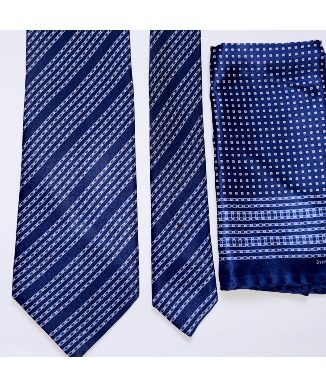 STEFANO RICCI Темно-синий шелковый галстук, фото 2
