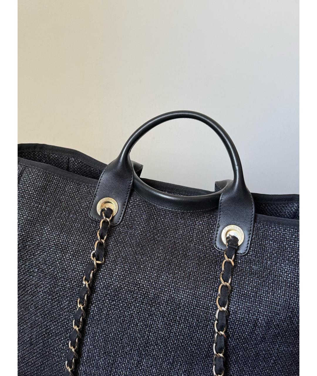 CHANEL Черная деним сумка тоут, фото 8