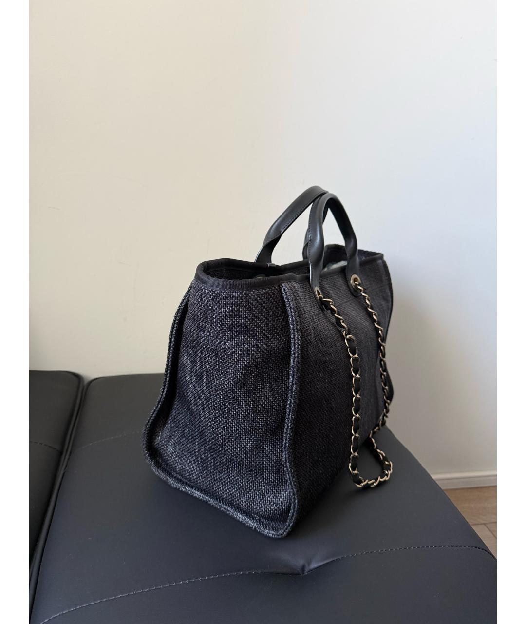 CHANEL Черная деним сумка тоут, фото 5