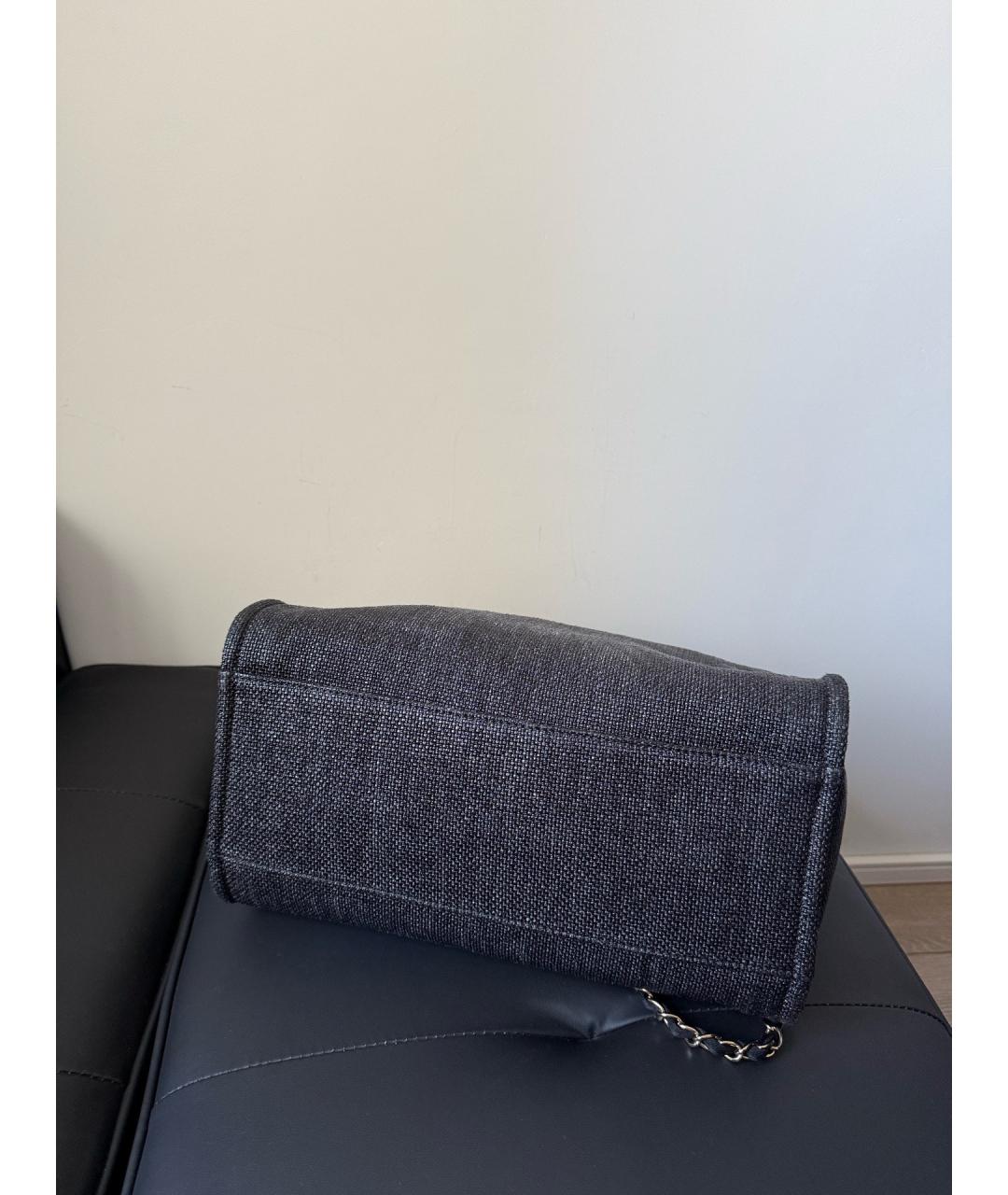 CHANEL Черная деним сумка тоут, фото 7