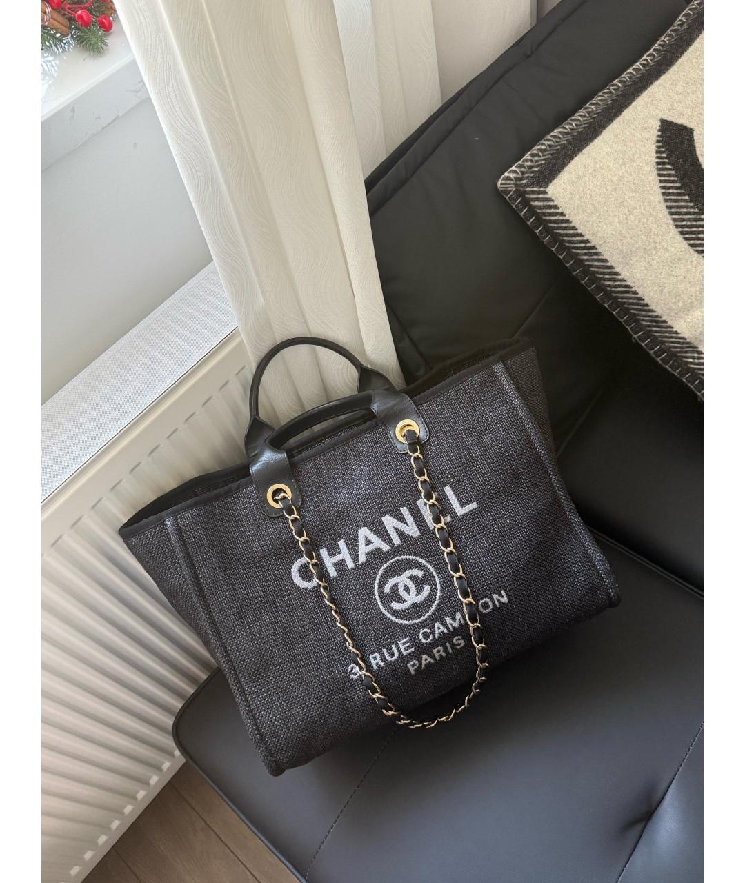 CHANEL Черная деним сумка тоут, фото 2