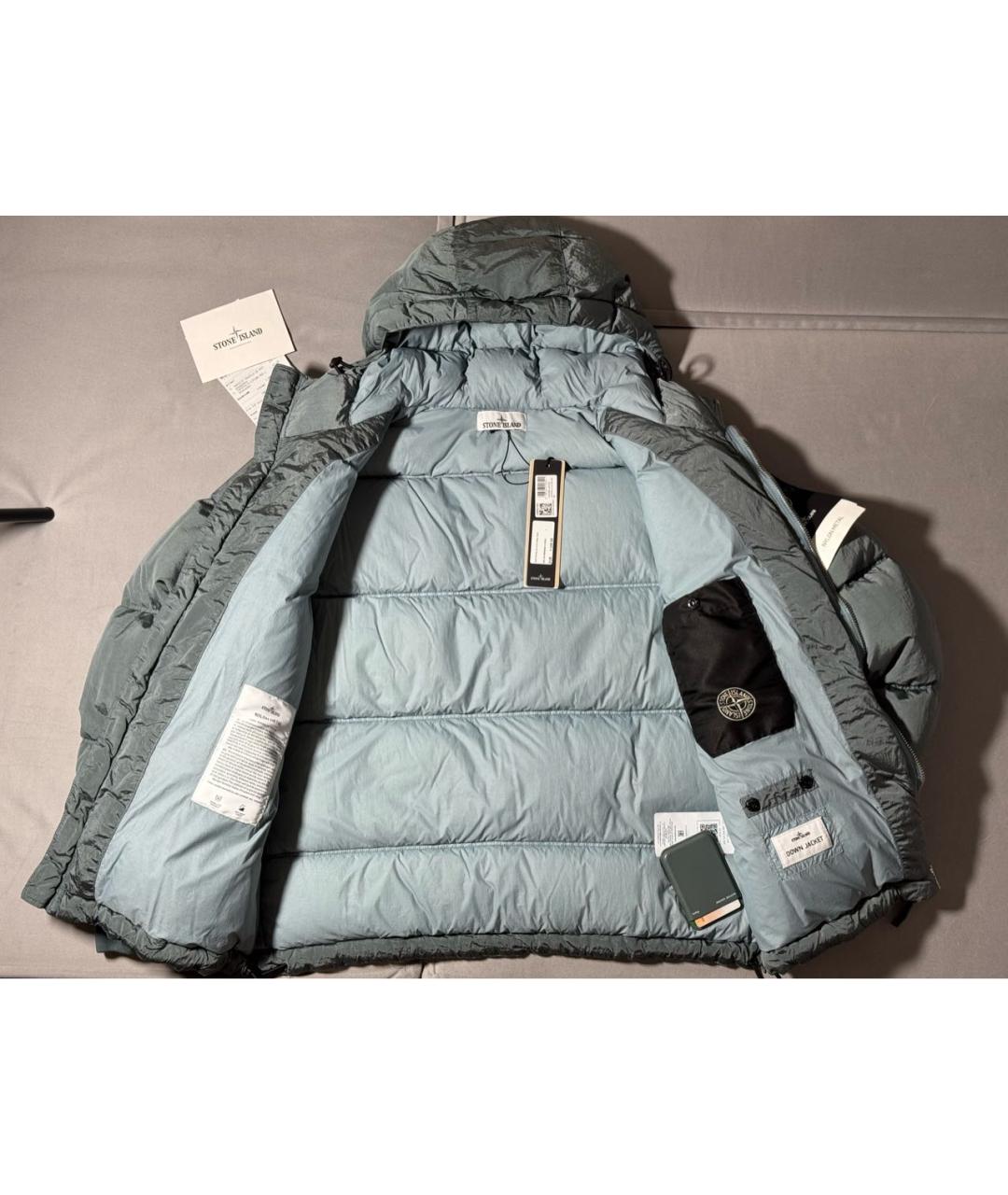 STONE ISLAND Зеленый пуховик, фото 3