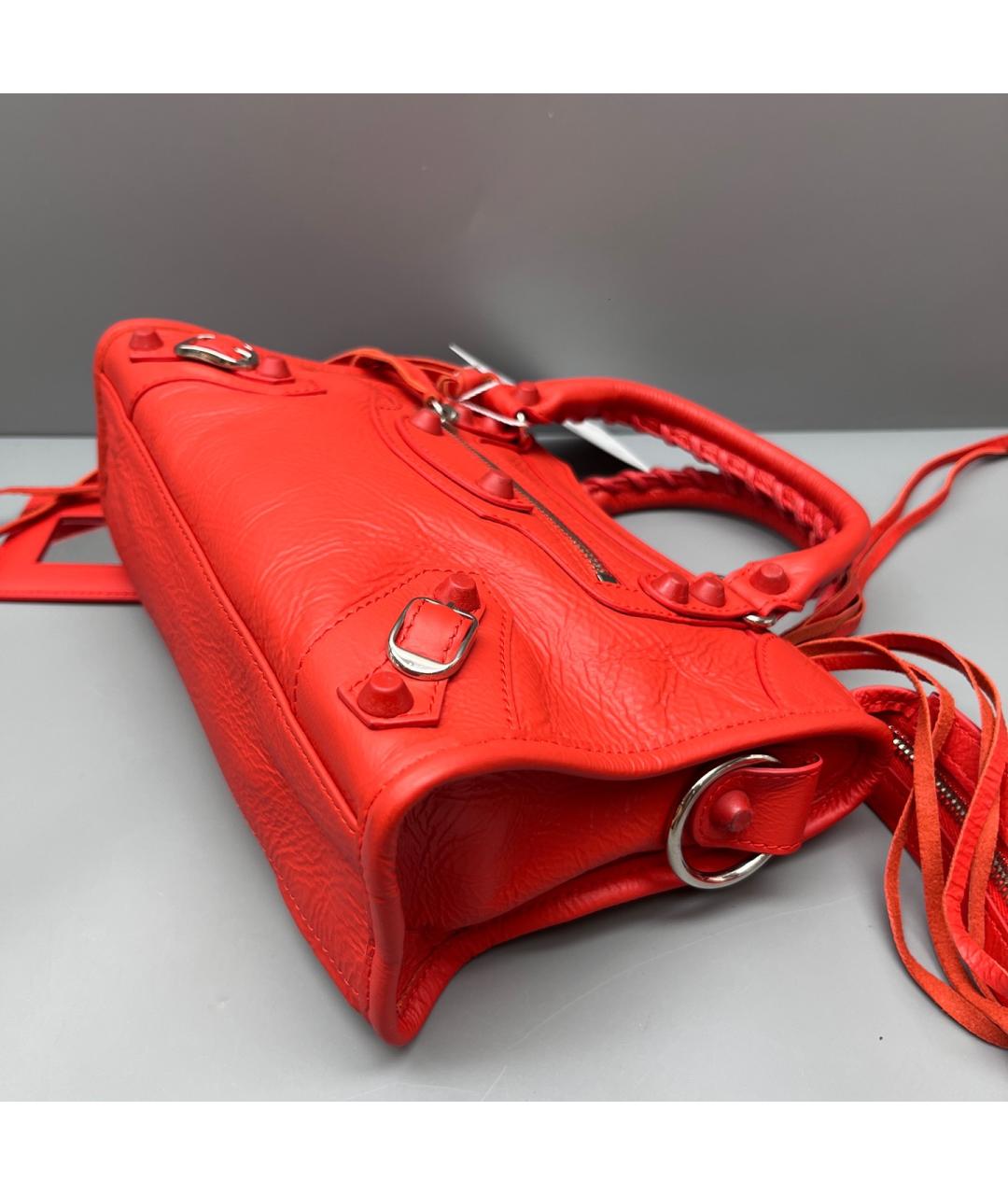BALENCIAGA Красная кожаная сумка с короткими ручками, фото 4