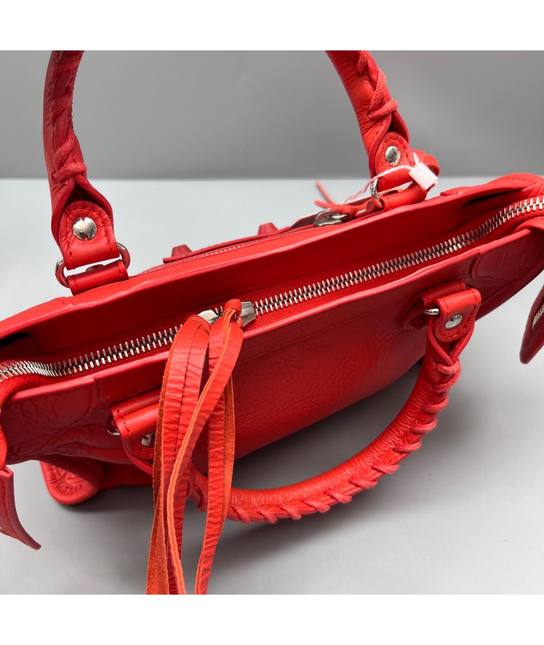 BALENCIAGA Красная кожаная сумка с короткими ручками, фото 6
