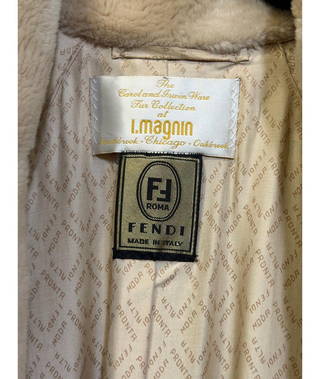 FENDI Бежевая меховая шуба, фото 3