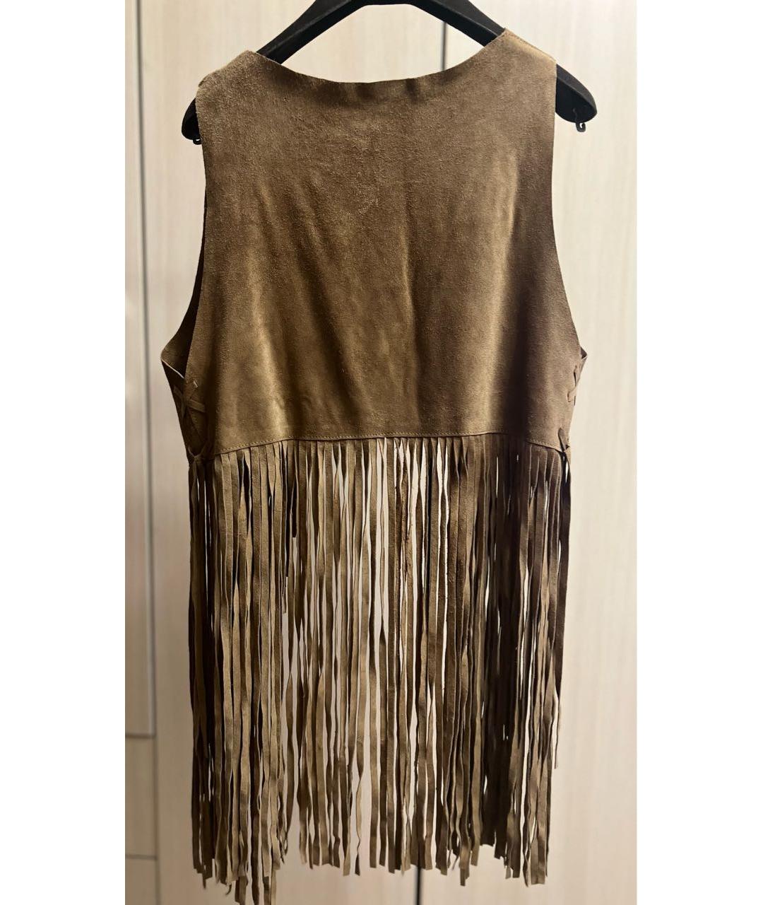 P.A.R.O.S.H. Коричневый кожаный жилет, фото 2