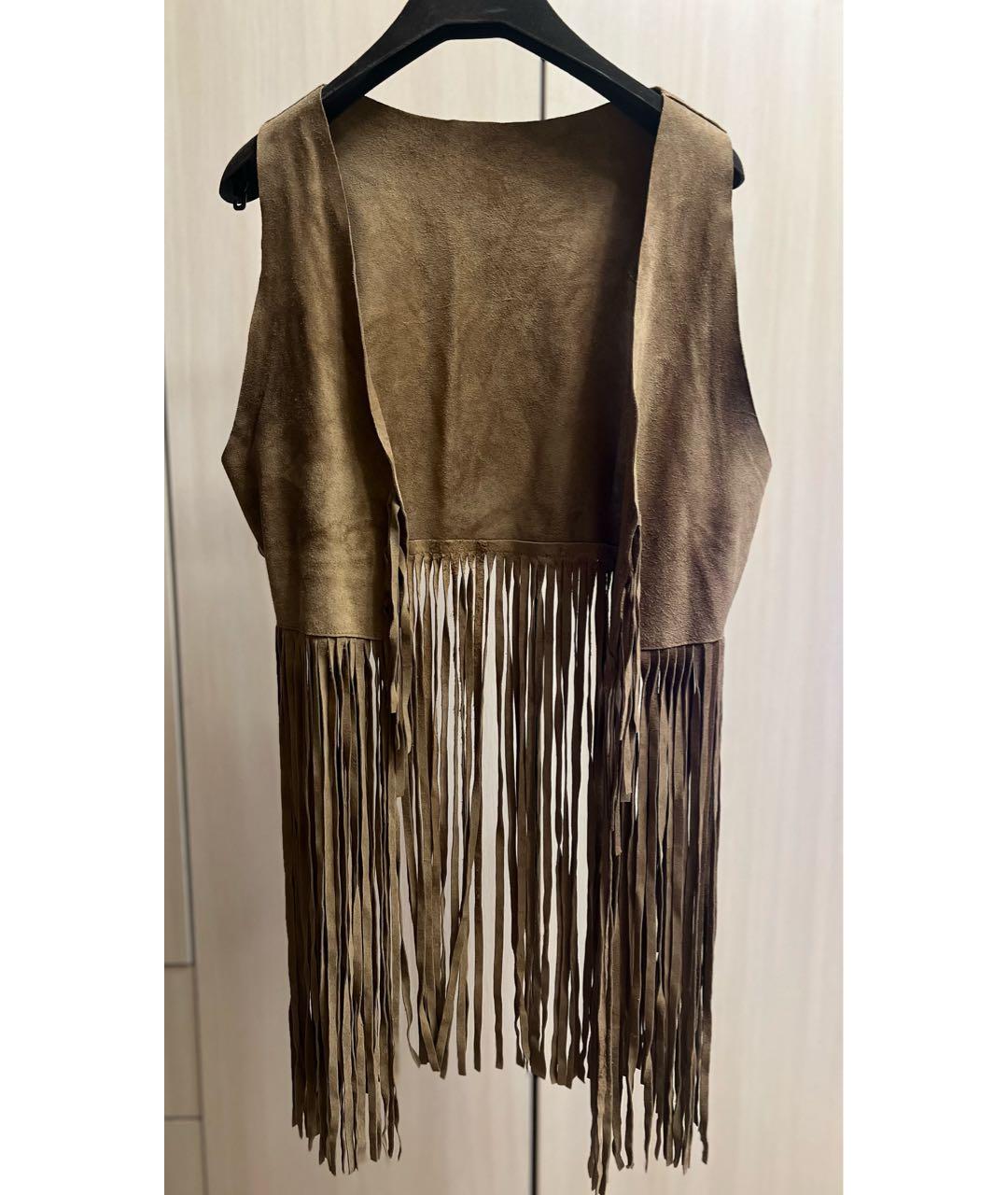 P.A.R.O.S.H. Коричневый кожаный жилет, фото 6