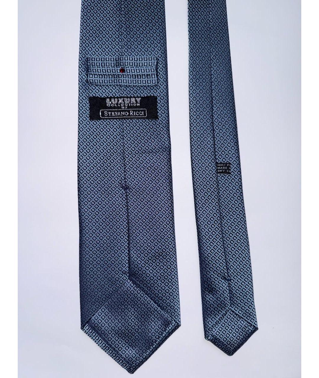 STEFANO RICCI Синий шелковый галстук, фото 3