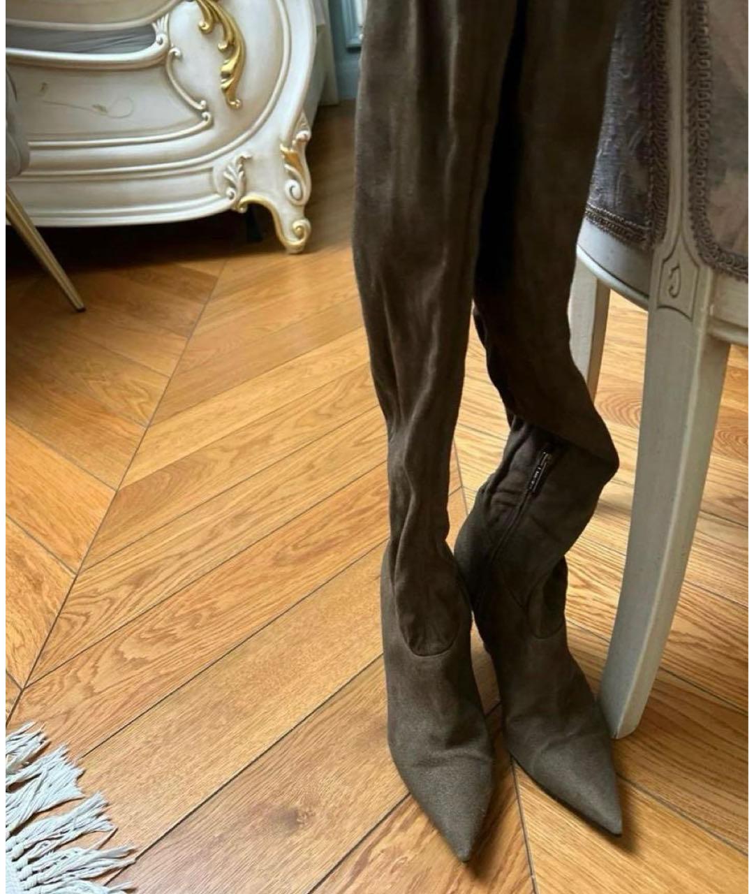 JIMMY CHOO Коричневые замшевые ботфорты, фото 2