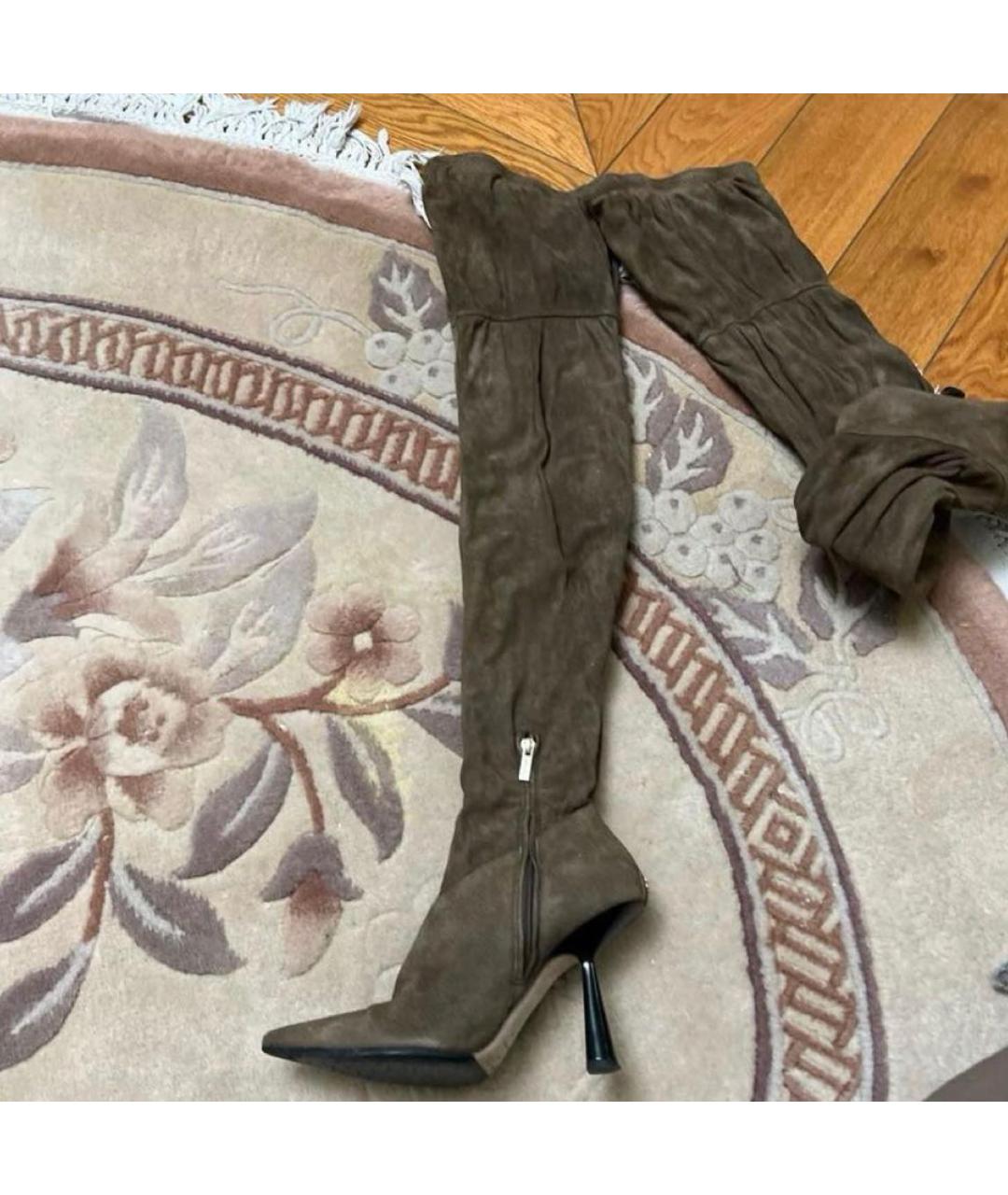 JIMMY CHOO Коричневые замшевые ботфорты, фото 5