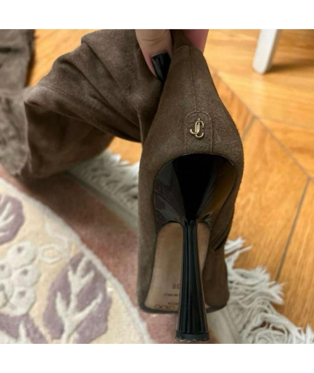 JIMMY CHOO Коричневые замшевые ботфорты, фото 6