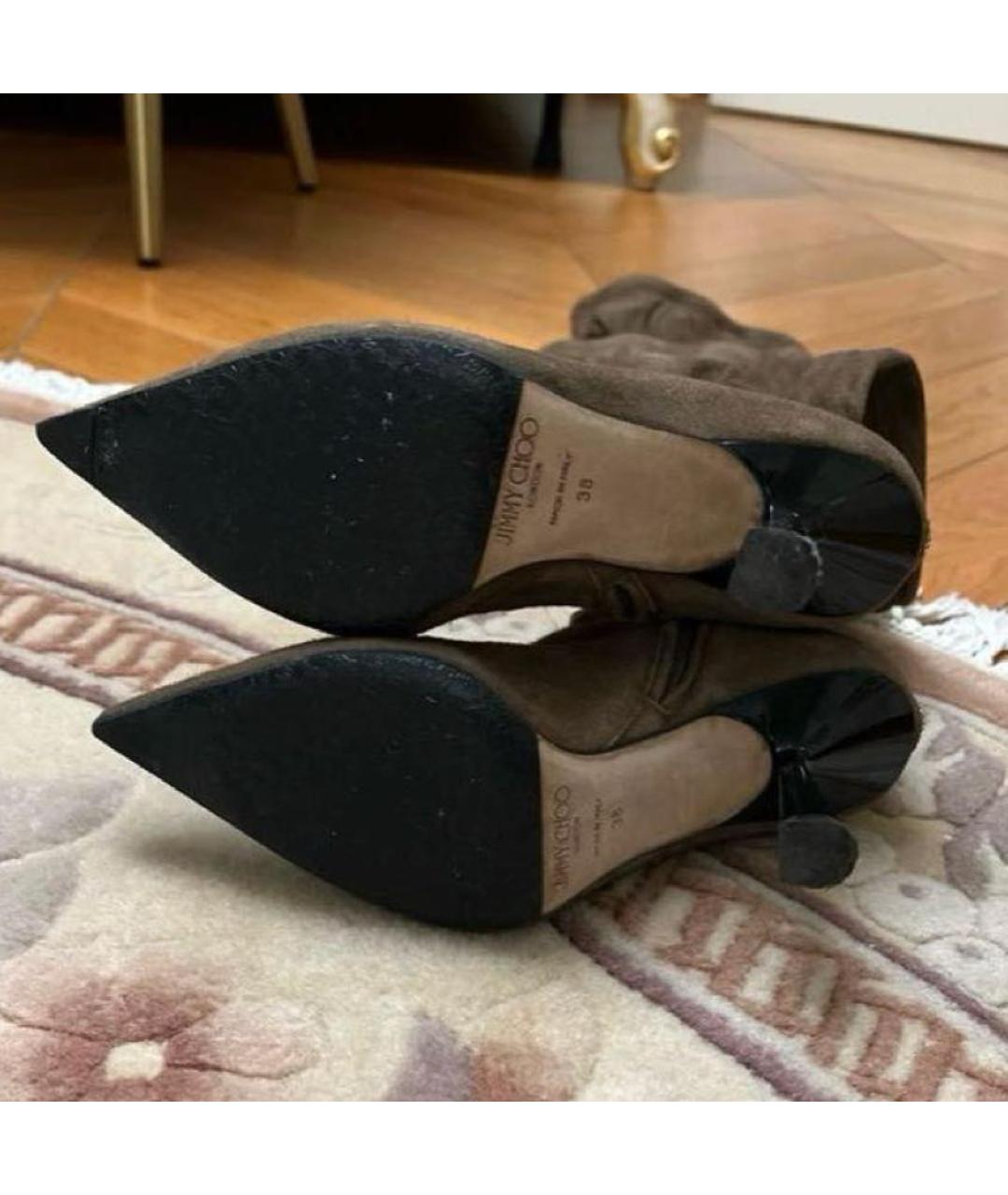 JIMMY CHOO Коричневые замшевые ботфорты, фото 7