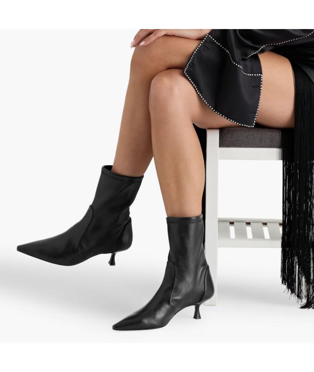 STUART WEITZMAN Черные кожаные ботильоны, фото 3