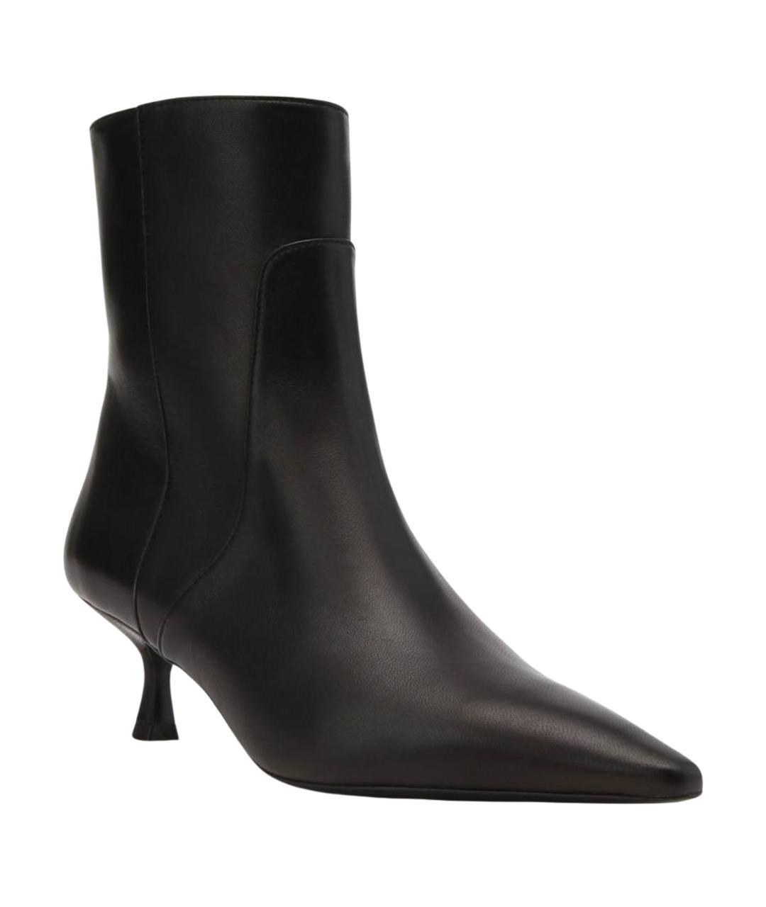 STUART WEITZMAN Черные кожаные ботильоны, фото 1