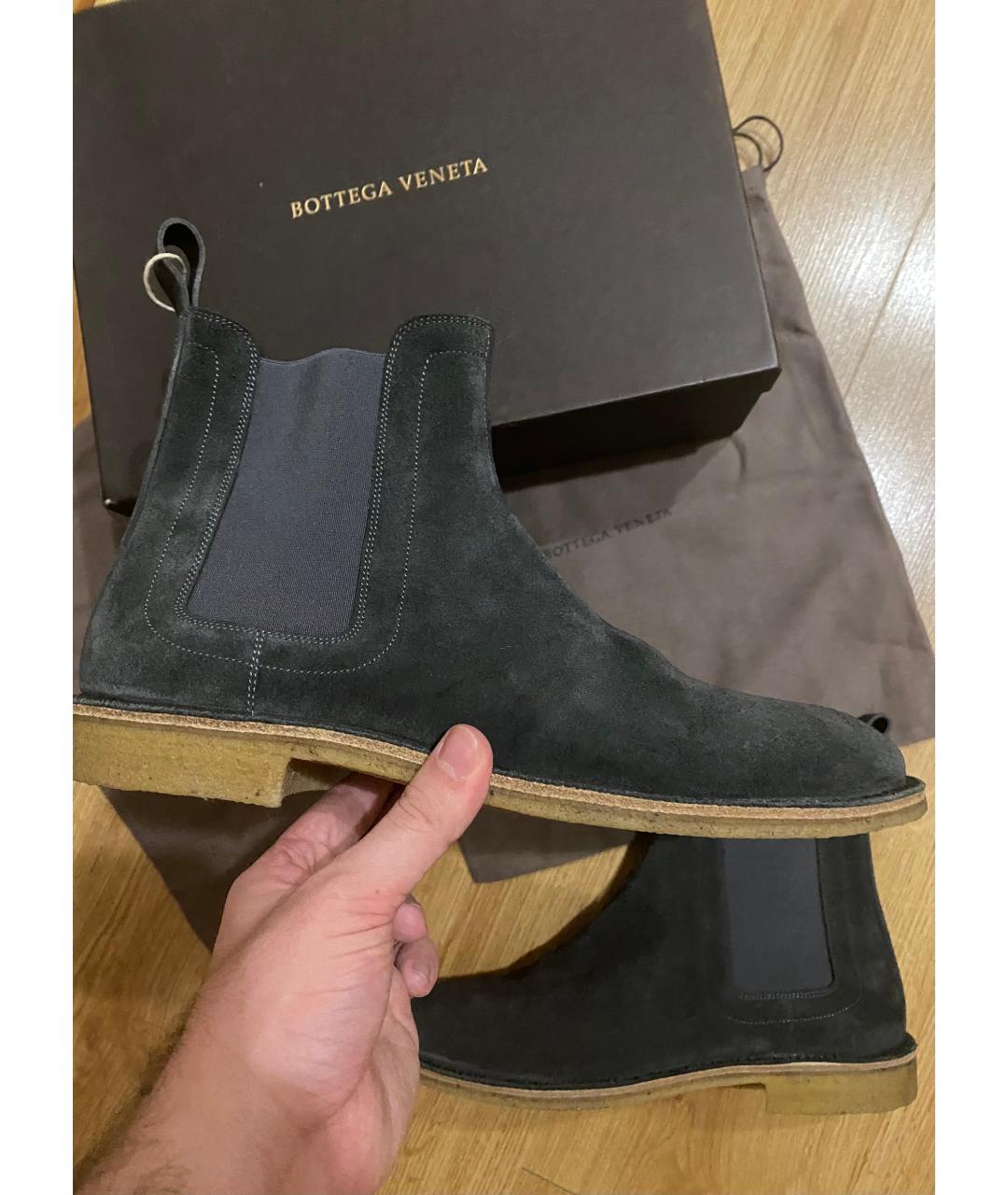 BOTTEGA VENETA Антрацитовые замшевые высокие ботинки, фото 2