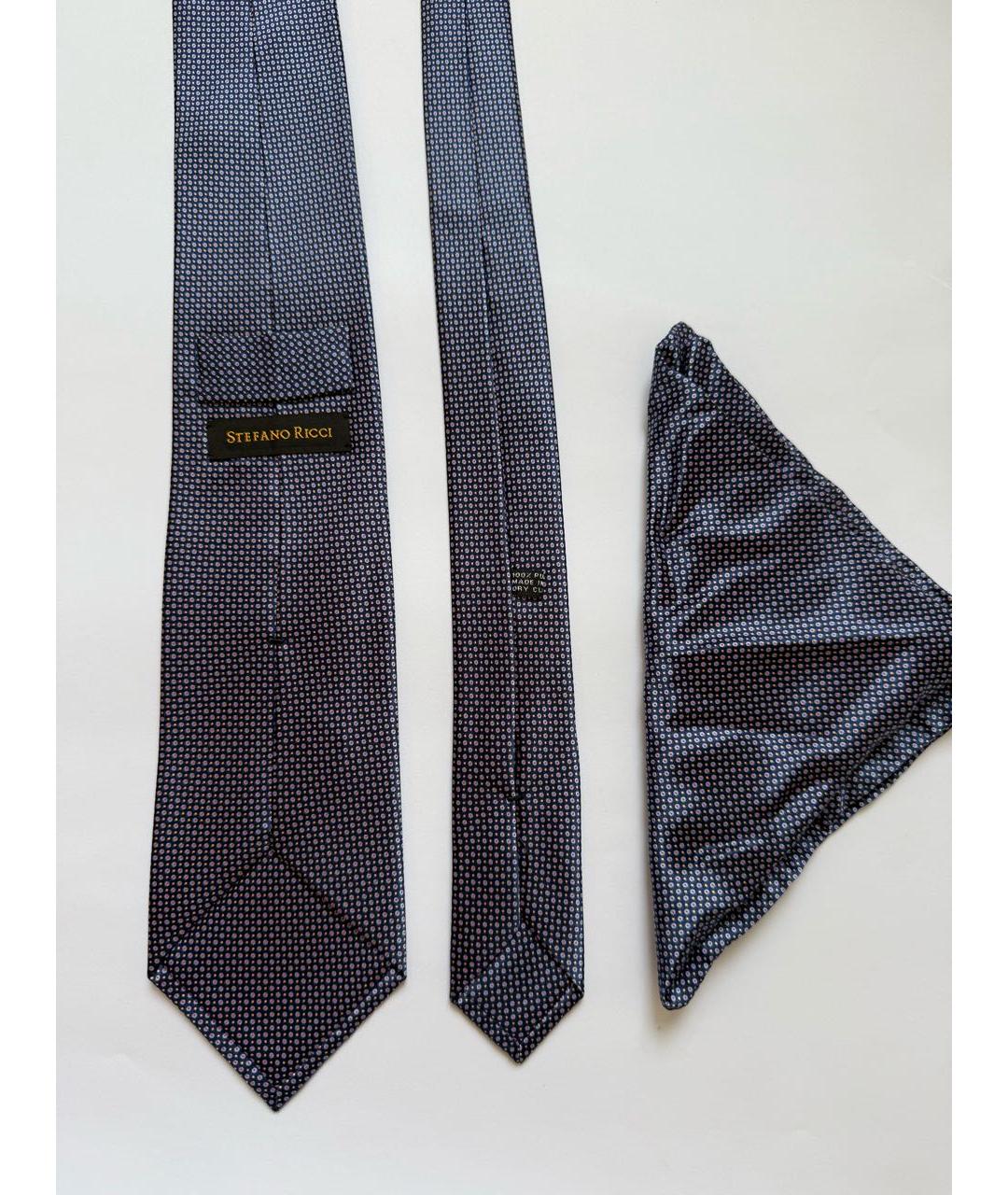 STEFANO RICCI Темно-синий шелковый галстук, фото 3
