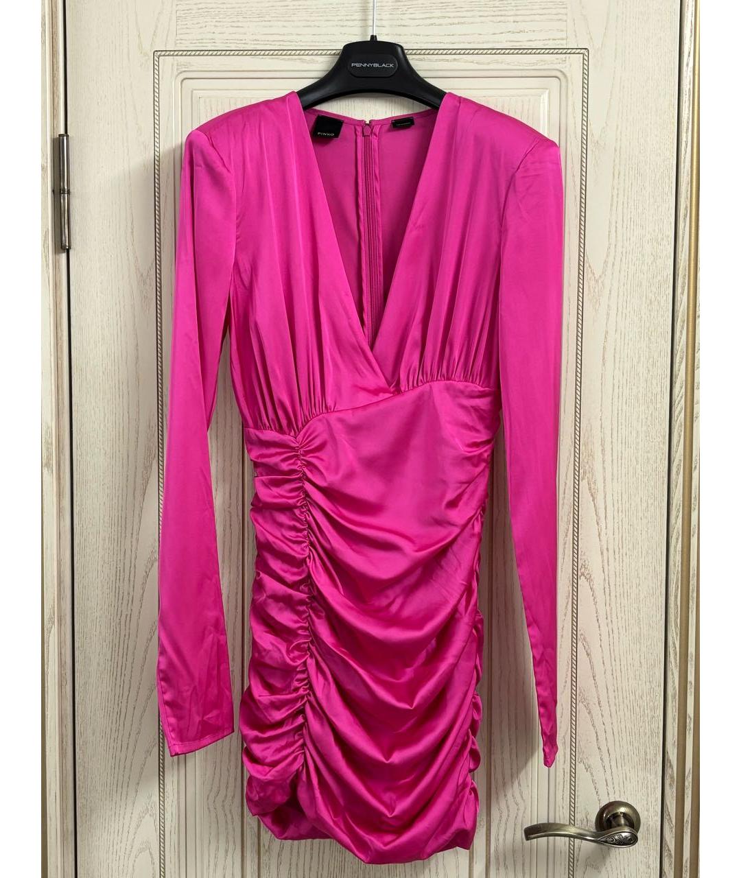 PINKO Фуксия синтетическое вечернее платье, фото 7