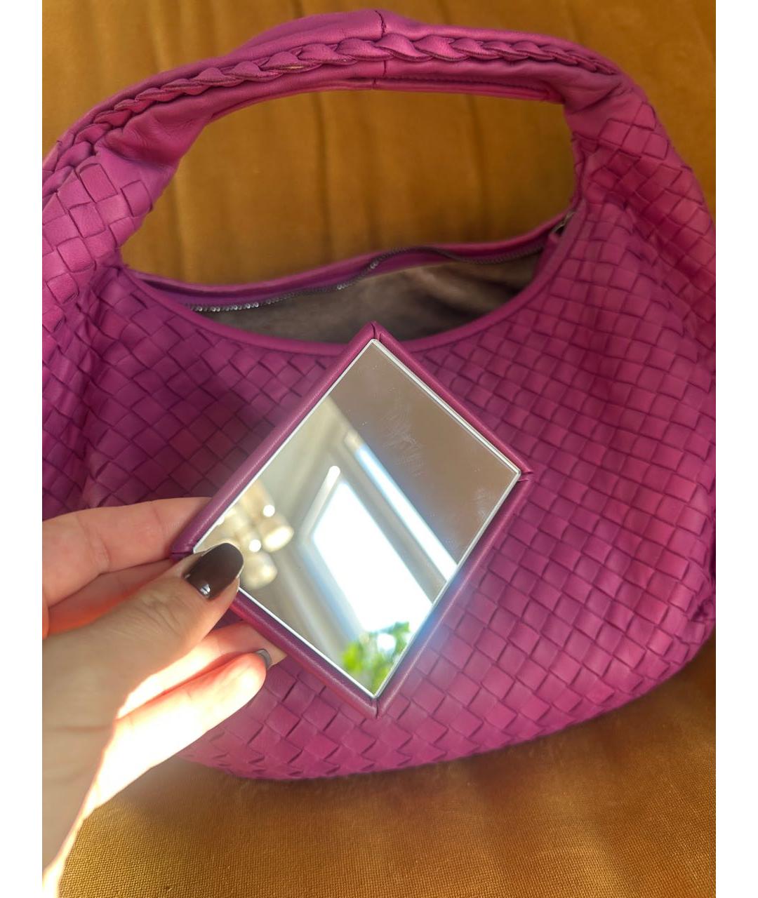 BOTTEGA VENETA Фиолетовая кожаная сумка с короткими ручками, фото 6