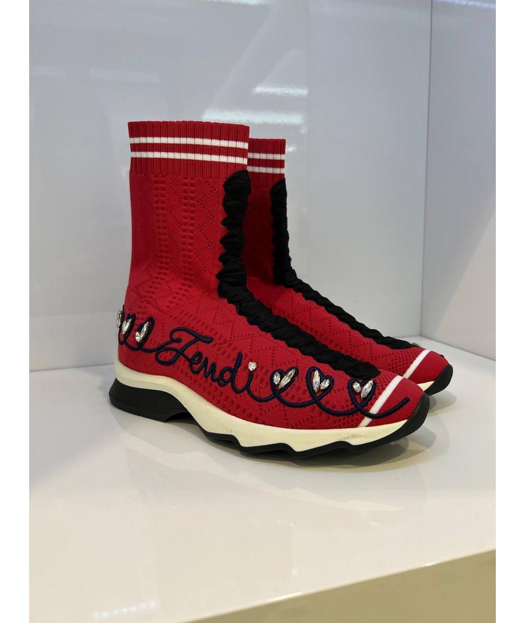 FENDI Красные текстильные кроссовки, фото 2