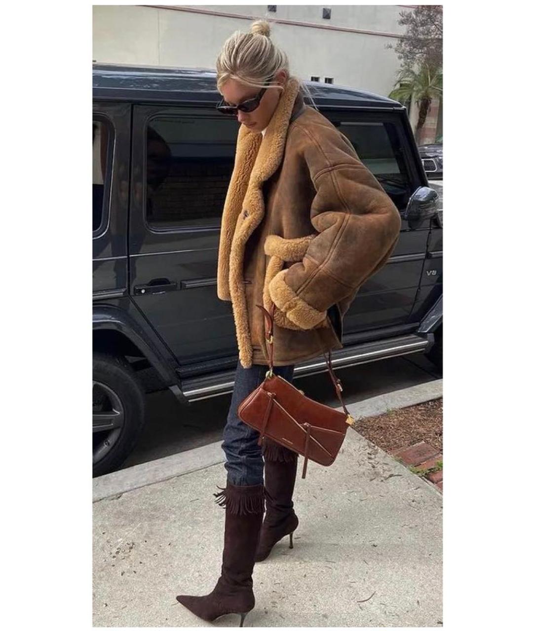 SANDRO Коричневая кожаная дубленка, фото 3