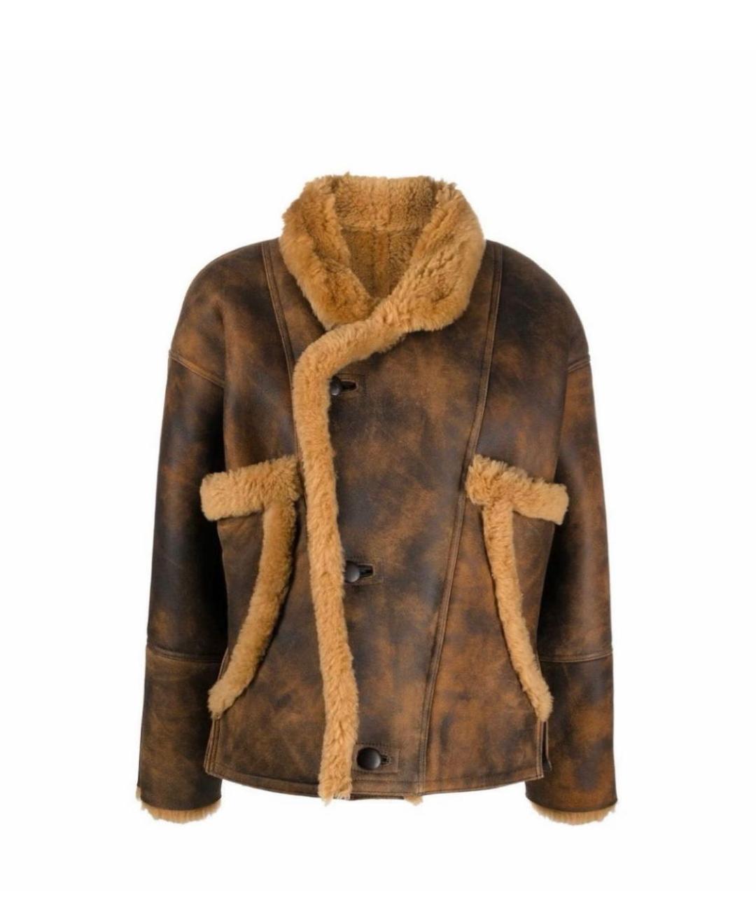 SANDRO Коричневая кожаная дубленка, фото 1