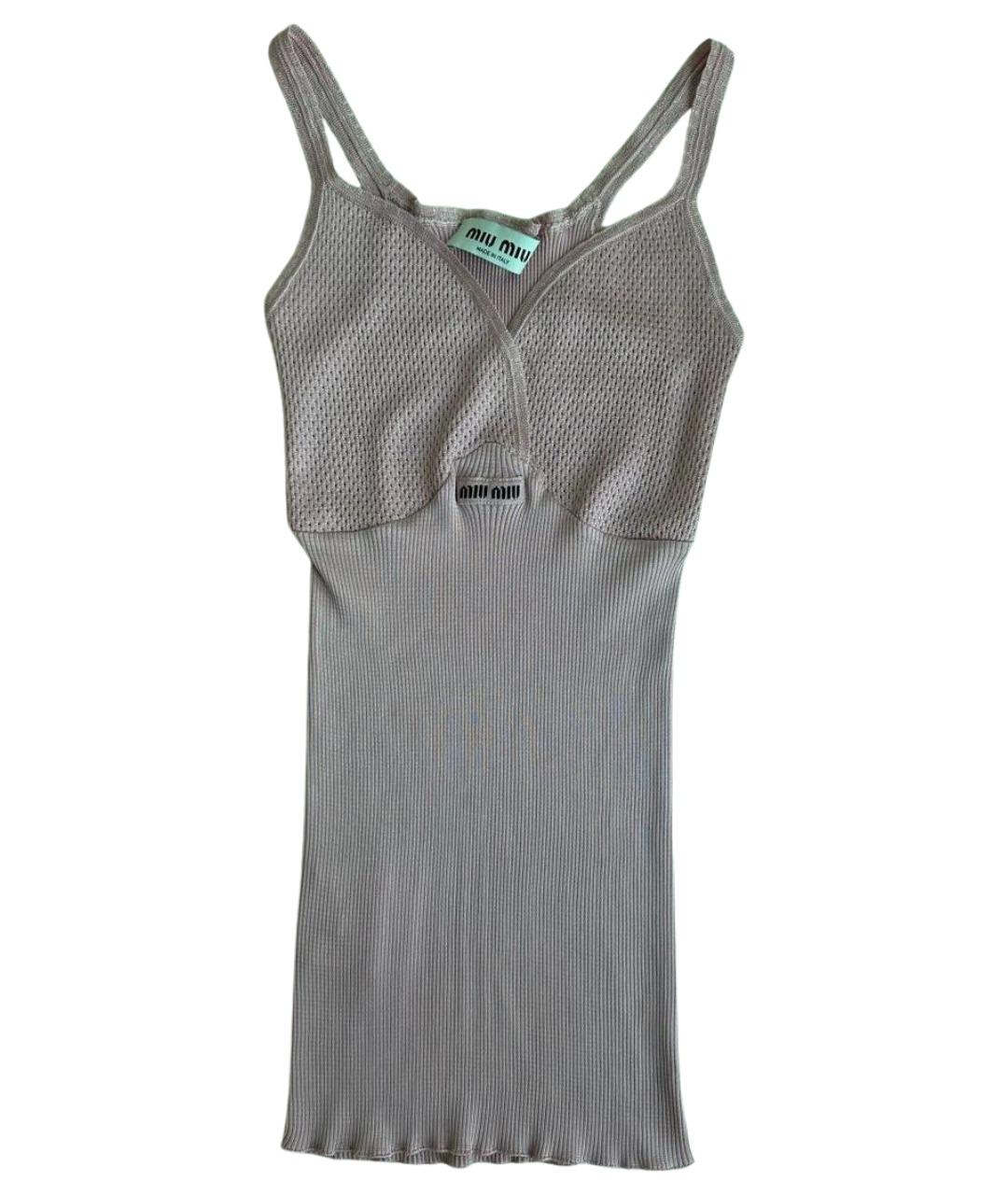 MIU MIU Розовая шелковая майка, фото 1