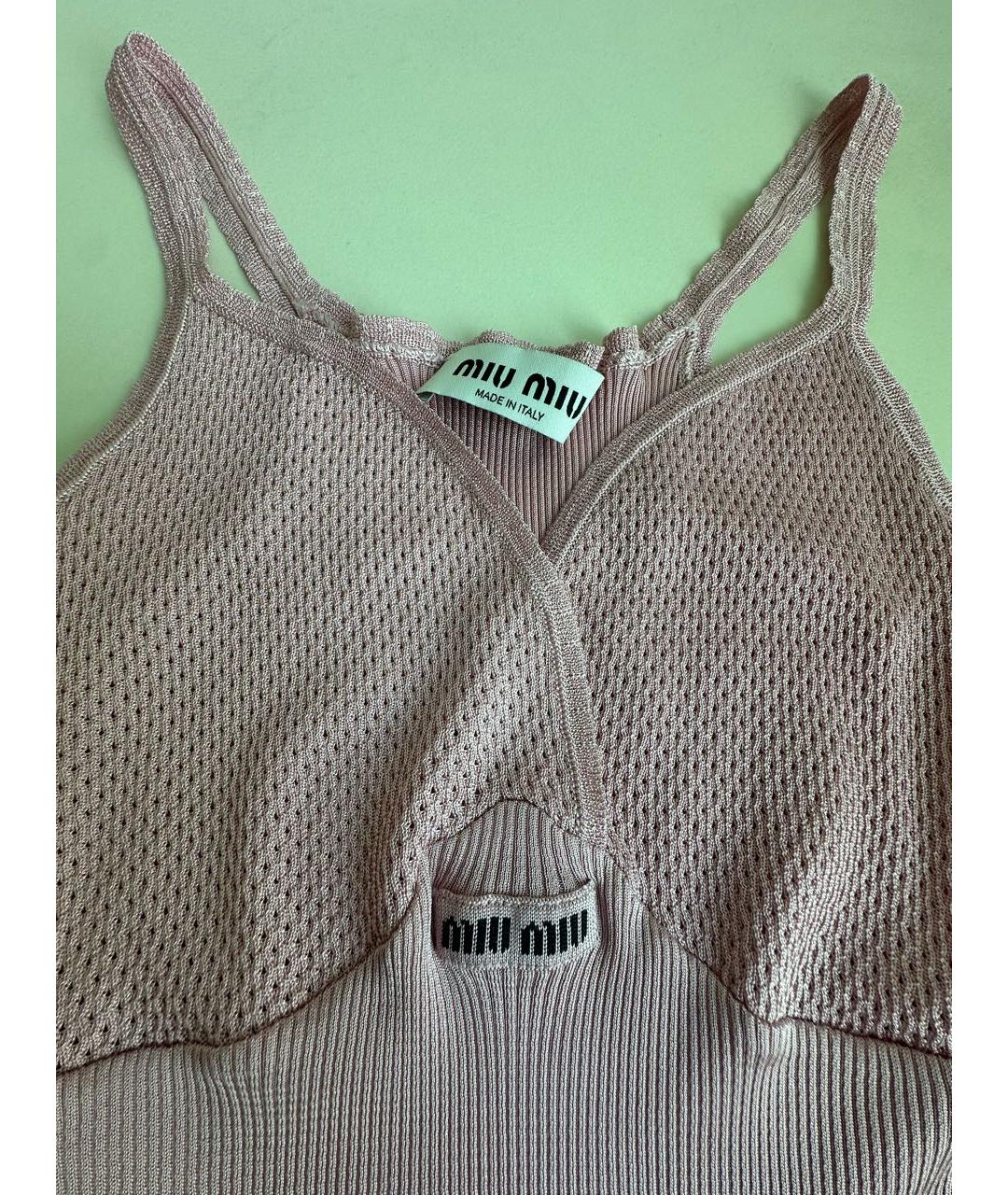 MIU MIU Розовая шелковая майка, фото 3