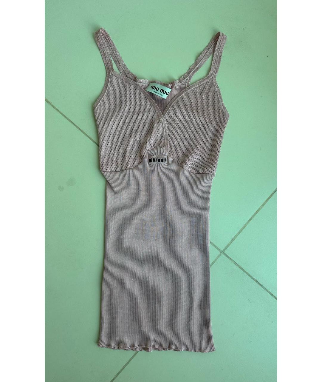 MIU MIU Розовая шелковая майка, фото 9