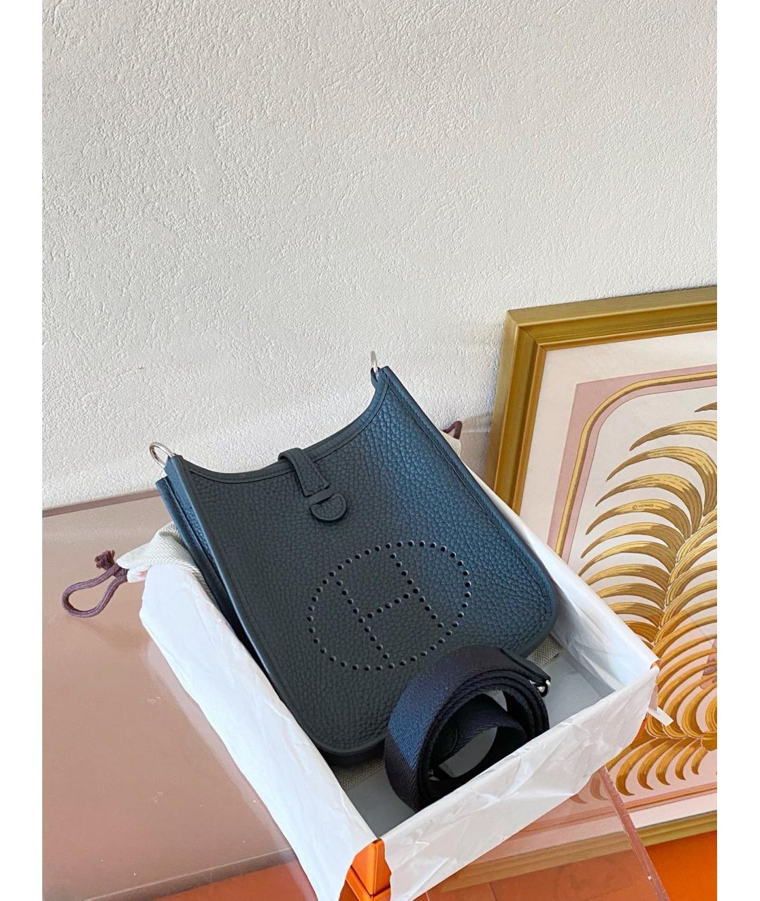 HERMES Антрацитовая кожаная сумка через плечо, фото 2